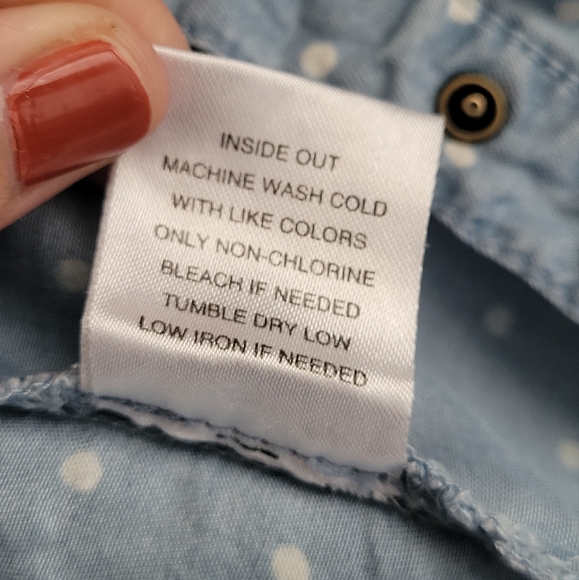 GB girls Polka Dot Shirt Dress, size Small, Blue & White - Picture 9 of 11